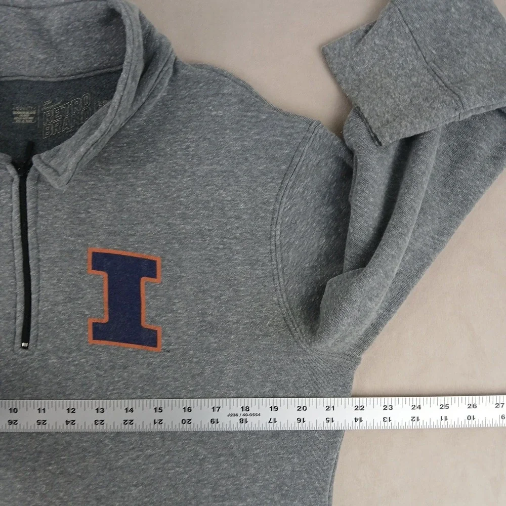 Retro Illinois Fighting Illini Large Mens Sweatshirt Fleece *Fits A Small‎ 21x25